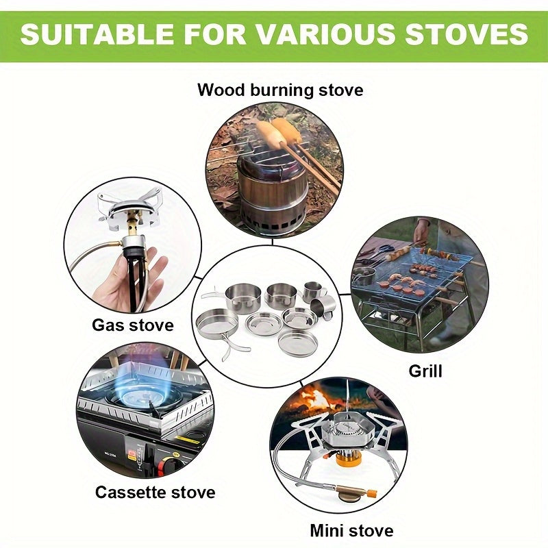 Stainless Steel Camping Cookware Set With Pots And Cups