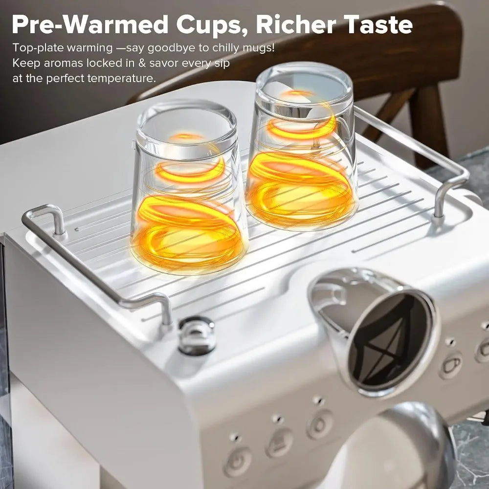 Espresso Machine with Cold Brew, 20 Bar Espresso Maker with Milk Frother, Stainless Steel Coffee Machine with 1.5L, Customized