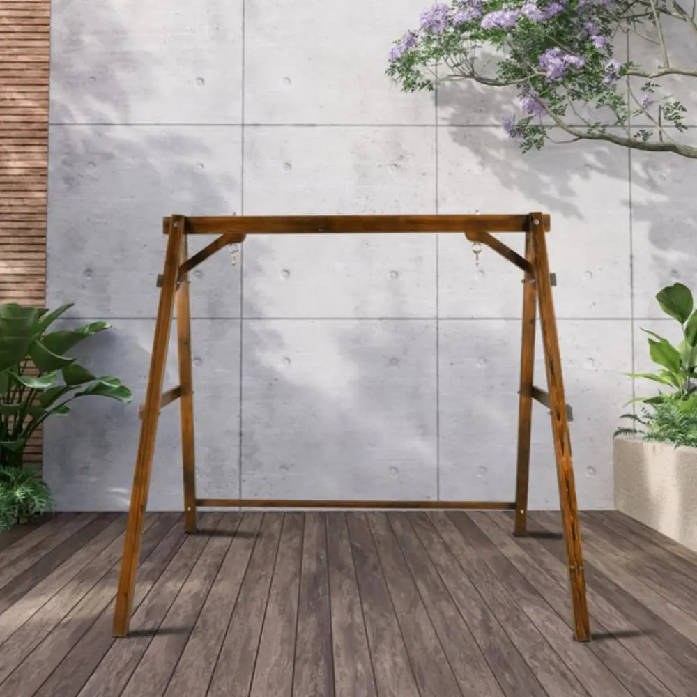 Freestanding Outdoor Wood Porch Swing With 770 Lb Capacity Stand