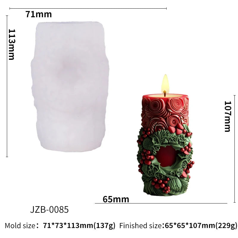 Choice Christmas Silicone Mold Holly Snowflake Snowman Pillar Candle