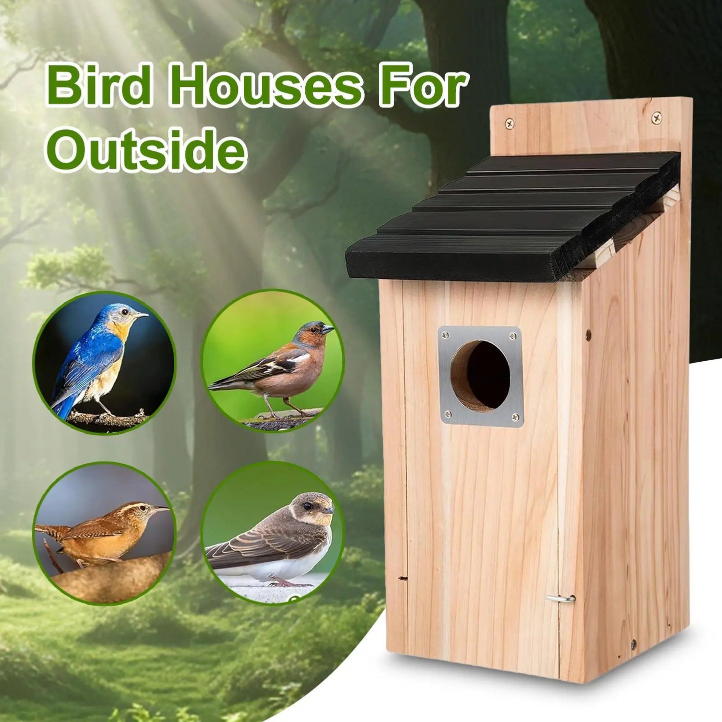 Bird Nest Hangable Hummingbird Nest House for Outside Wooden Waterproof Birdhouse Hut Decoration for Patio Lawn Tree Window