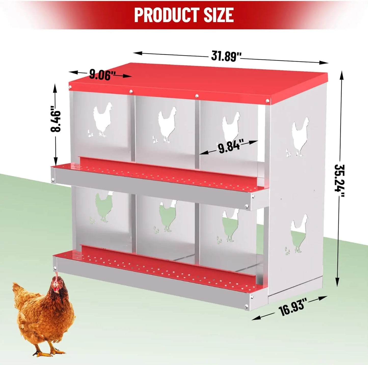 TWISTER.CK Nesting Boxes for Chickens Multi Holes Metal Laying Box