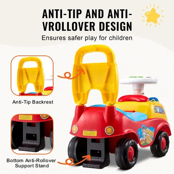 Ride On Push Car For Toddlers 1 To 3 With Music Steering Wheel
