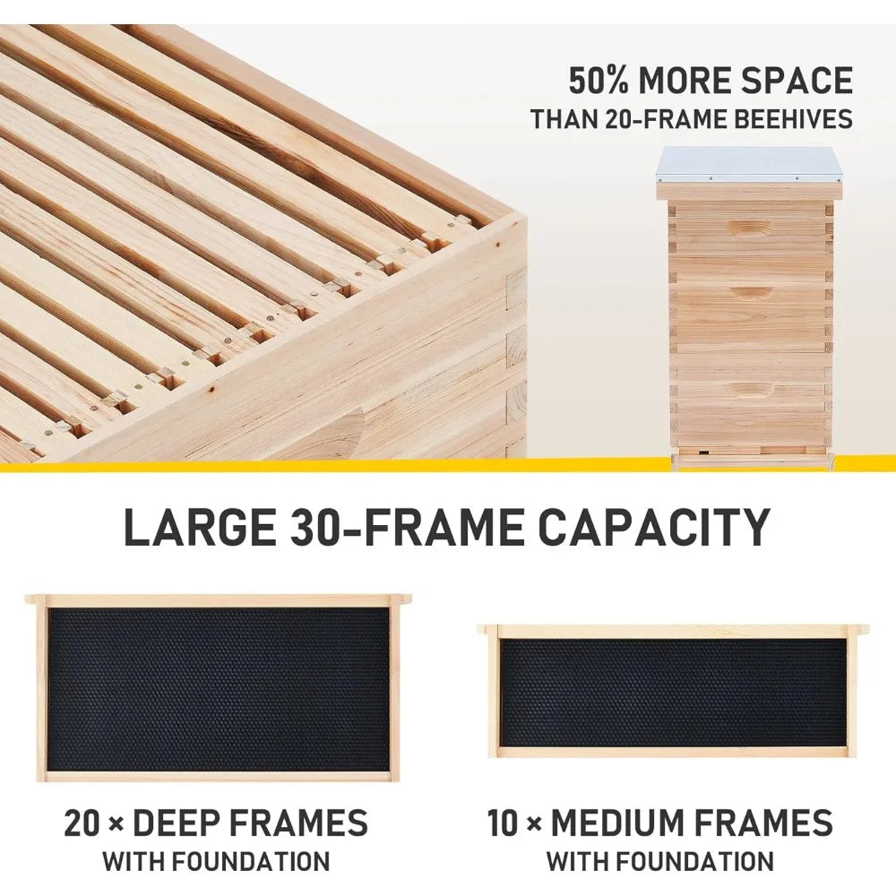 Langstroth Beehive 3 Layer With 10 Medium 20 Deep Frames