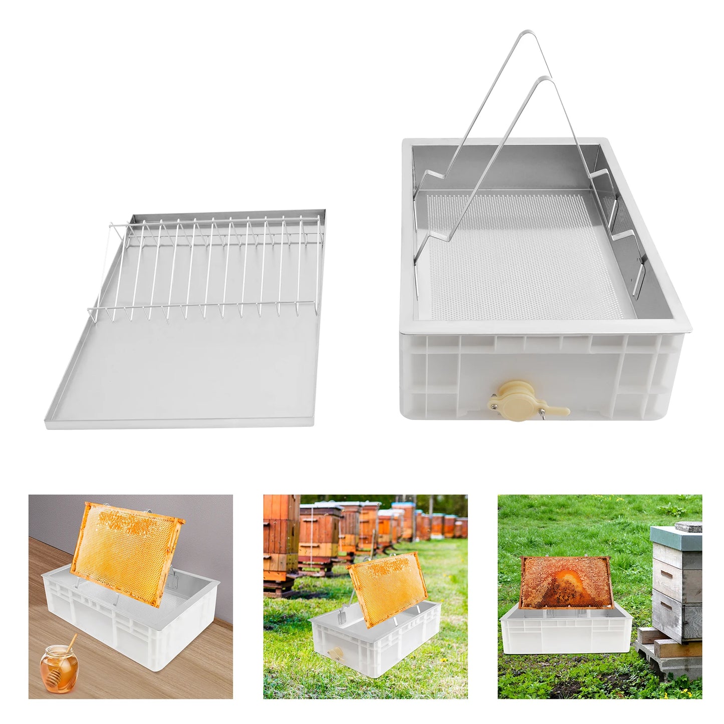 Stainless Steel Honeycomb Uncapping Tray Beekeeping Tools Kit