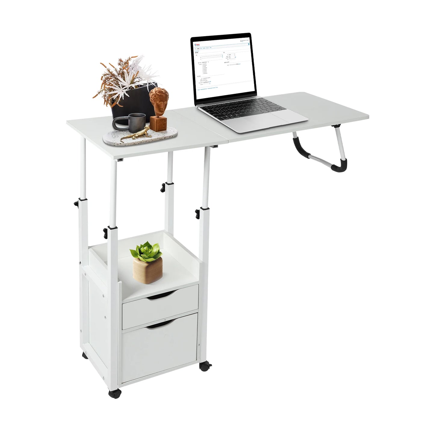 Movable Bedside Table Warp-Proof OverBed Desk Height Adjustable EASY Cleaning Multi-Function Bed Table for Bedrooms/Dormitories