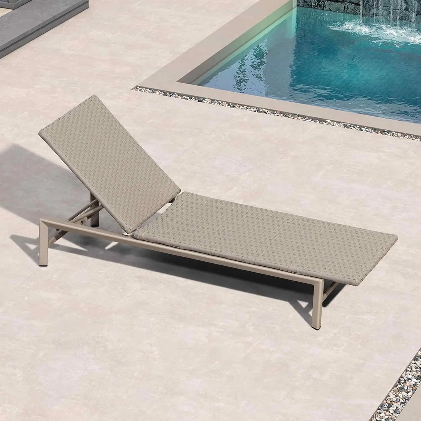 Patio Chaise Lounge Chair Outdoor Wicker Sunbathing