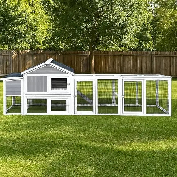 Farm Animals Wooden Chicken Coop With Run Weatherproof Nest Box