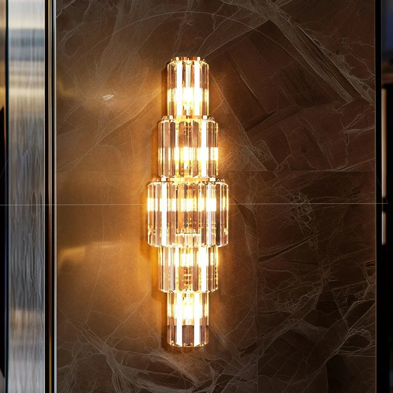 LUVODI Modern Crystal Wall Lamp 3-Layer Sconce Light E14 LED