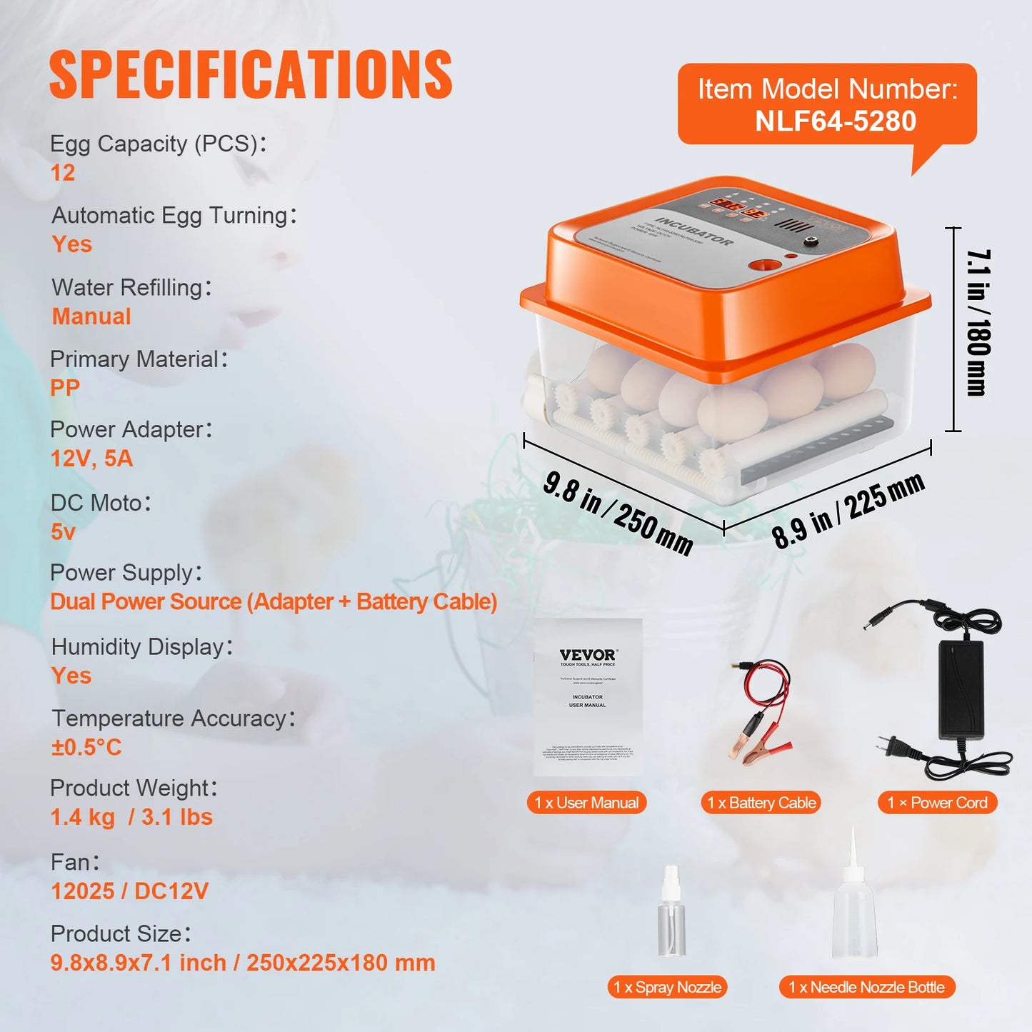 VEVOR Egg Incubator With Automatic Turner Humidity And Temperature Control