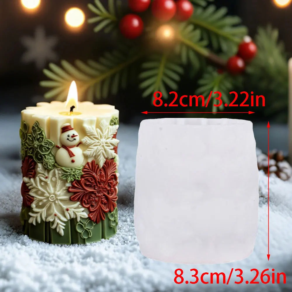 Snowflake Snowman Silicone Mould For Candles And Resin
