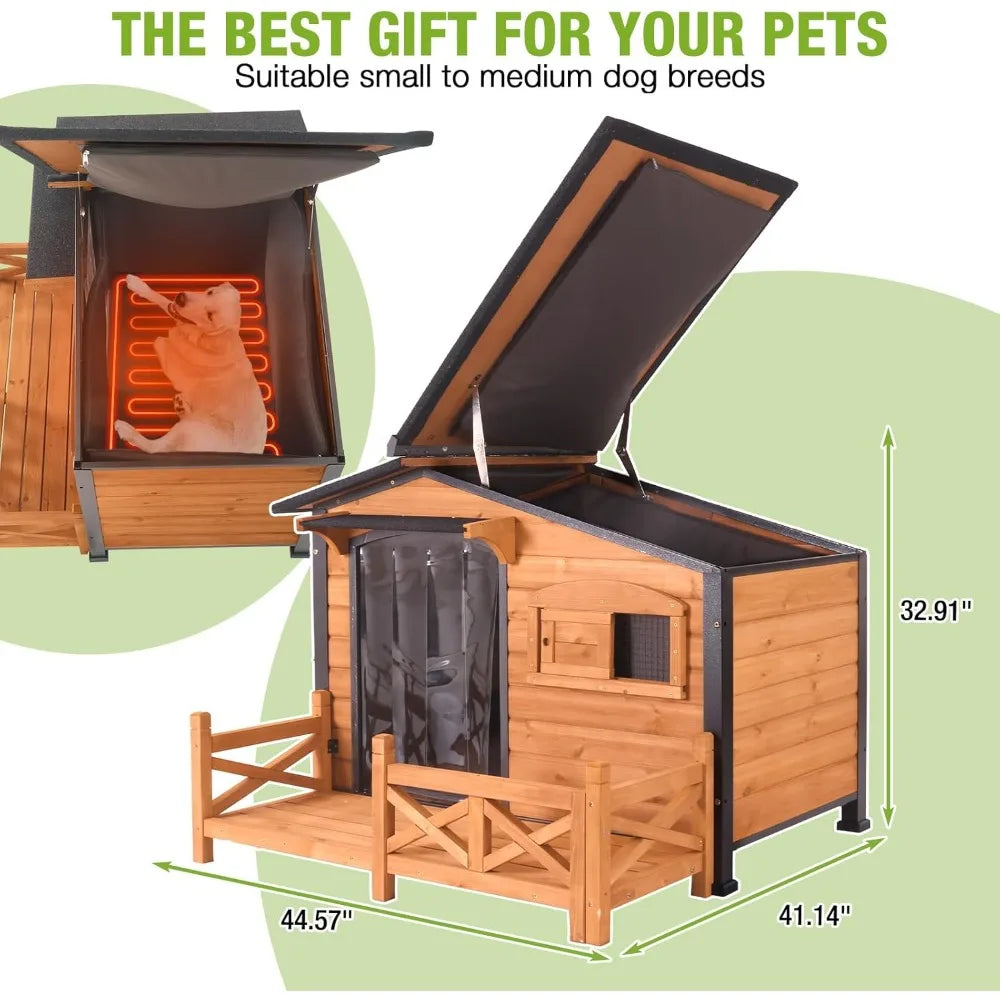GUTINNEEN Outdoor Heated Dog House With Safe Heated Pad