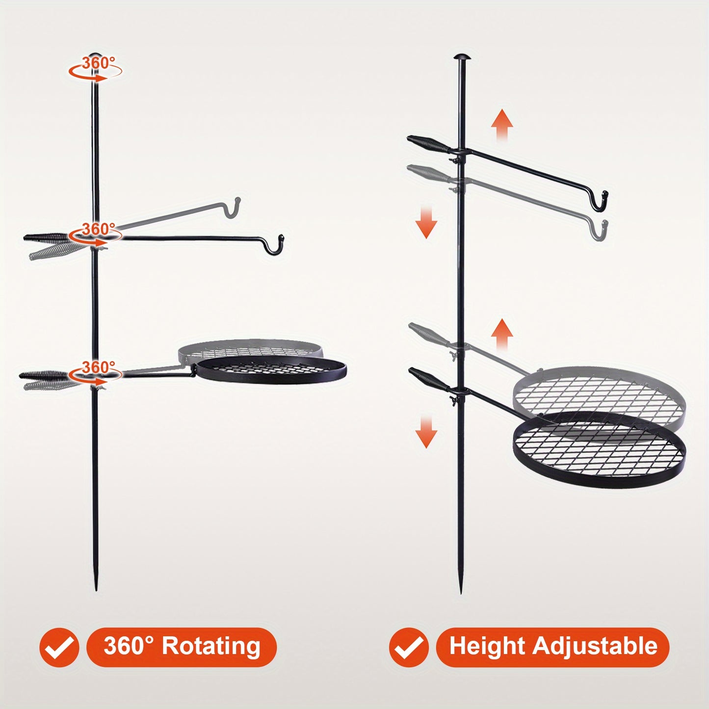 AUTOFOREVER Heavy Duty Camping Grill With Round Pan And Tripod