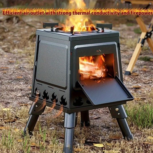 JIASLING Portable Cast Iron Wood Burning Camp Stove For Camping