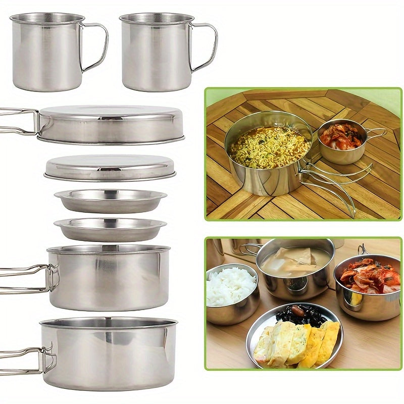 Stainless Steel Camping Cookware Set With Pots And Cups