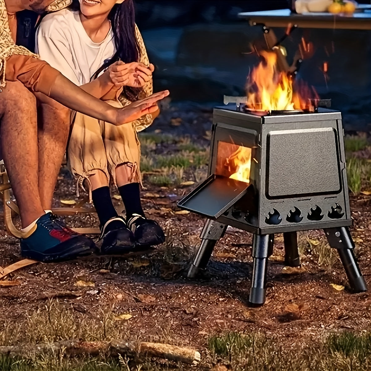 JIASLING Portable Cast Iron Wood Burning Camp Stove For Camping