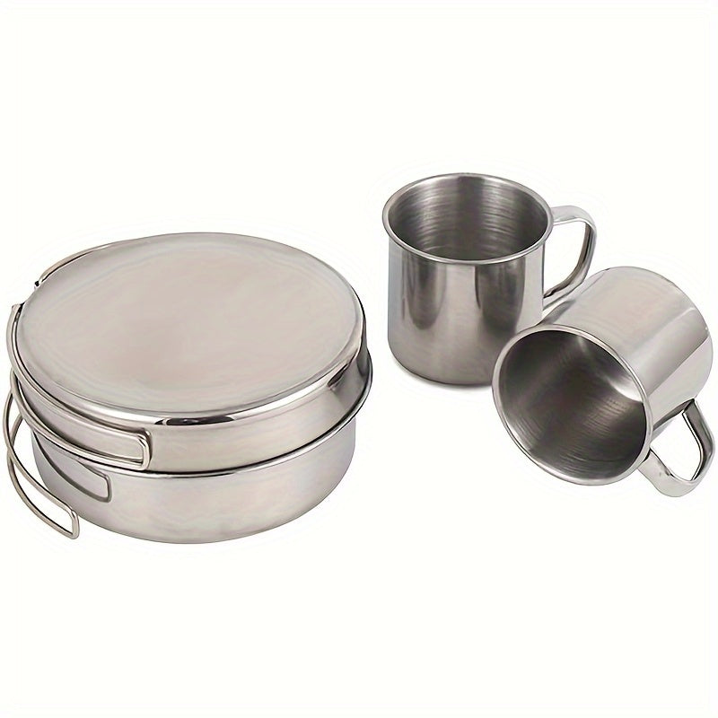 Stainless Steel Camping Cookware Set With Pots And Cups