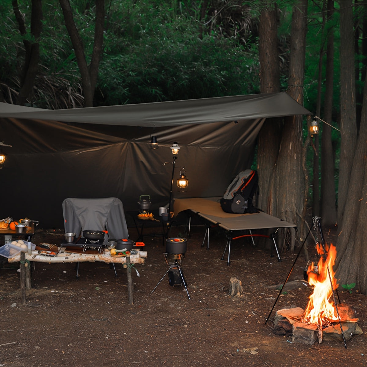 Stainless Steel Campfire Tripod For Outdoor Cooking And Dutch Oven
