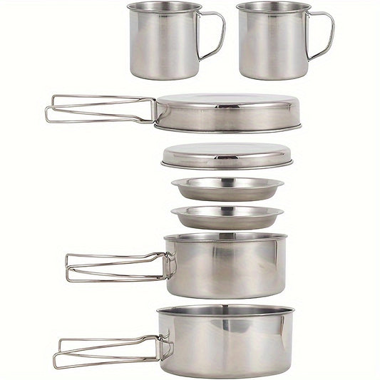 Stainless Steel Camping Cookware Set With Pots And Cups