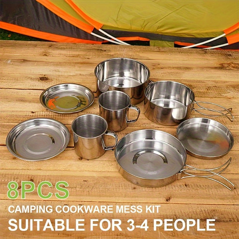 Stainless Steel Camping Cookware Set With Pots And Cups