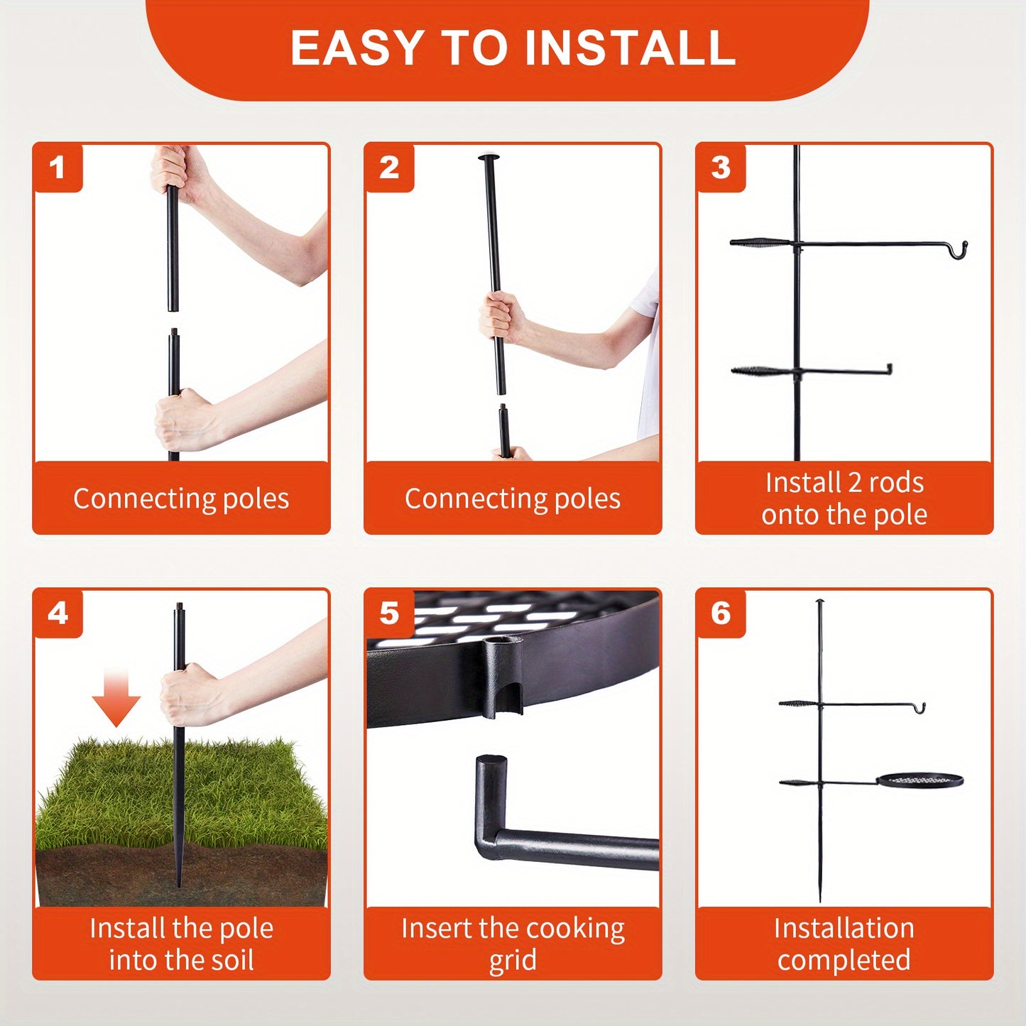 AUTOFOREVER Heavy Duty Camping Grill With Round Pan And Tripod