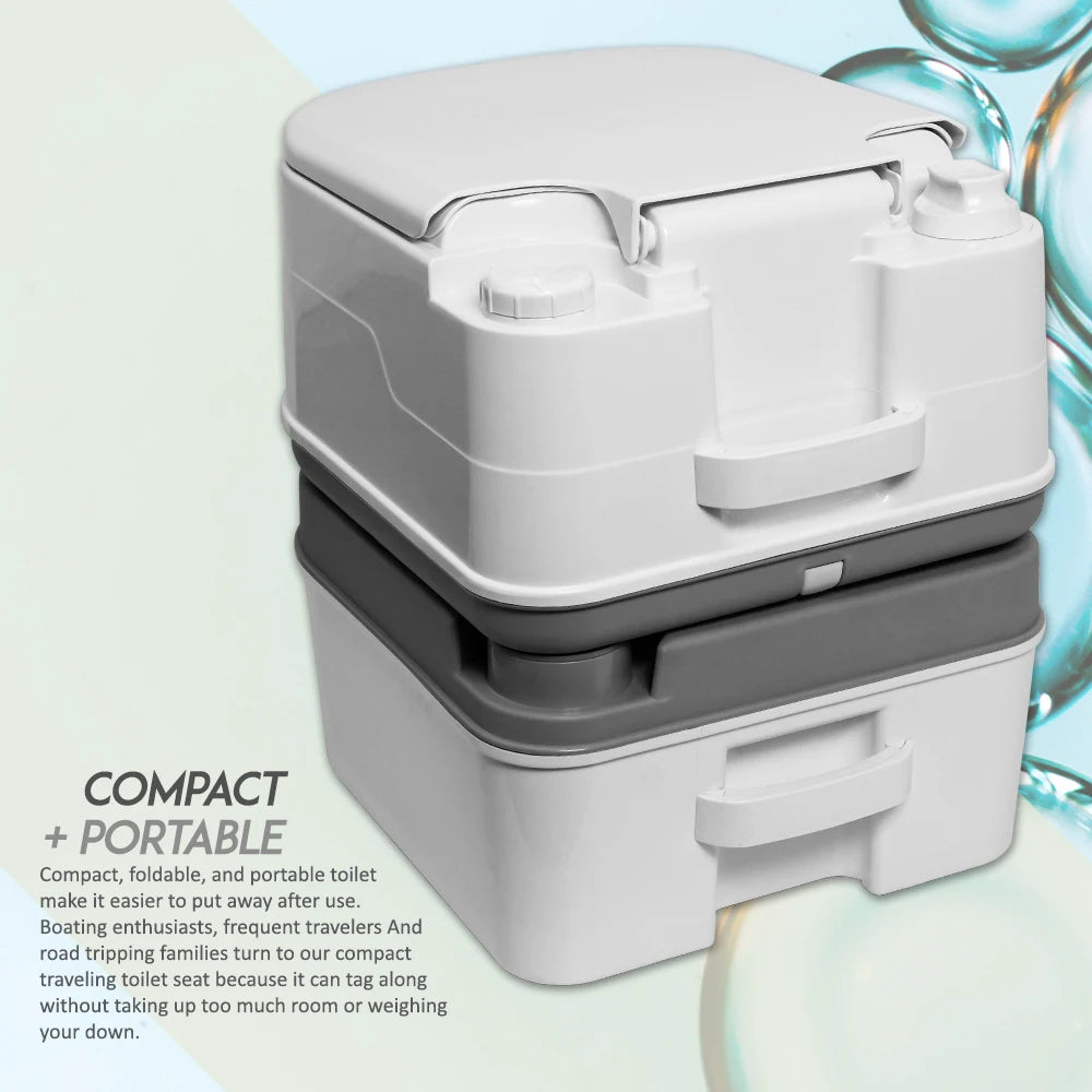 Portable Camping Toilet With Tissue Storage And Pump Handle