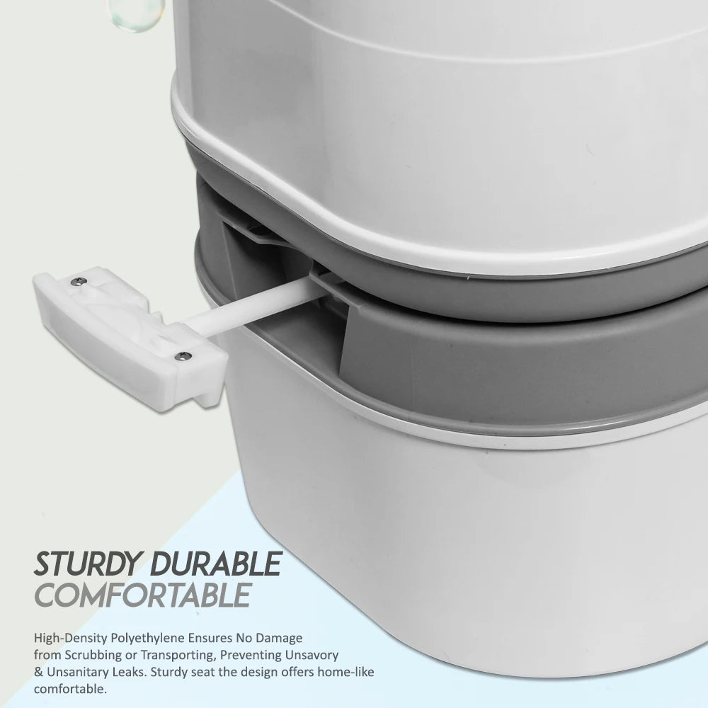 Portable Camping Toilet With Tissue Storage And Pump Handle