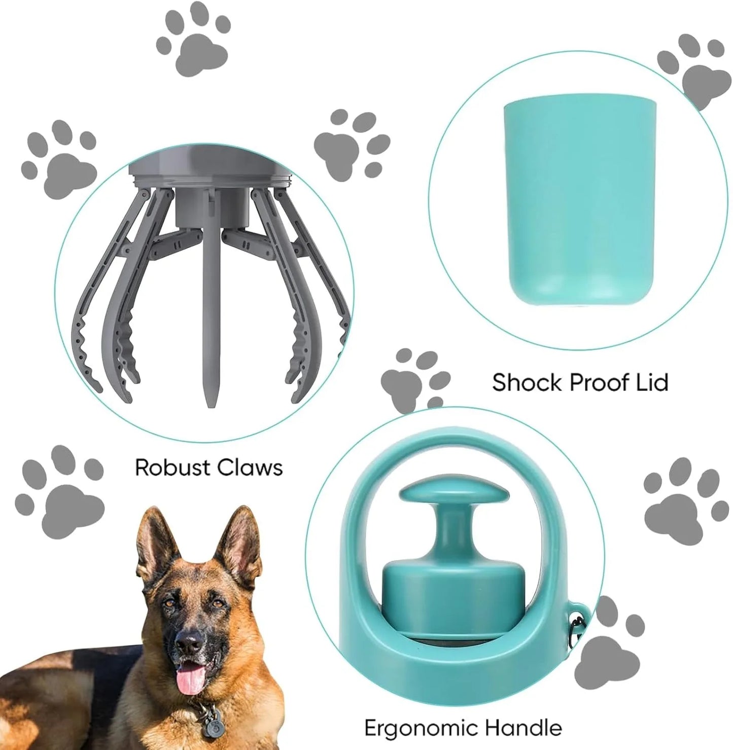 No Touch Dog Pooper Scooper With Bag Holder One-Hand Clean