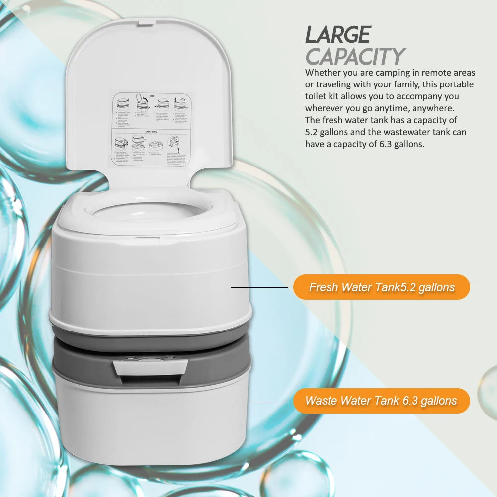 Portable Camping Toilet With Tissue Storage And Pump Handle