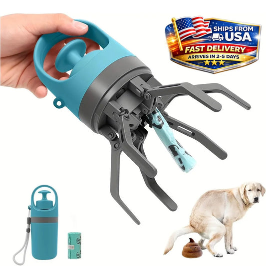 No Touch Dog Pooper Scooper With Bag Holder One-Hand Clean