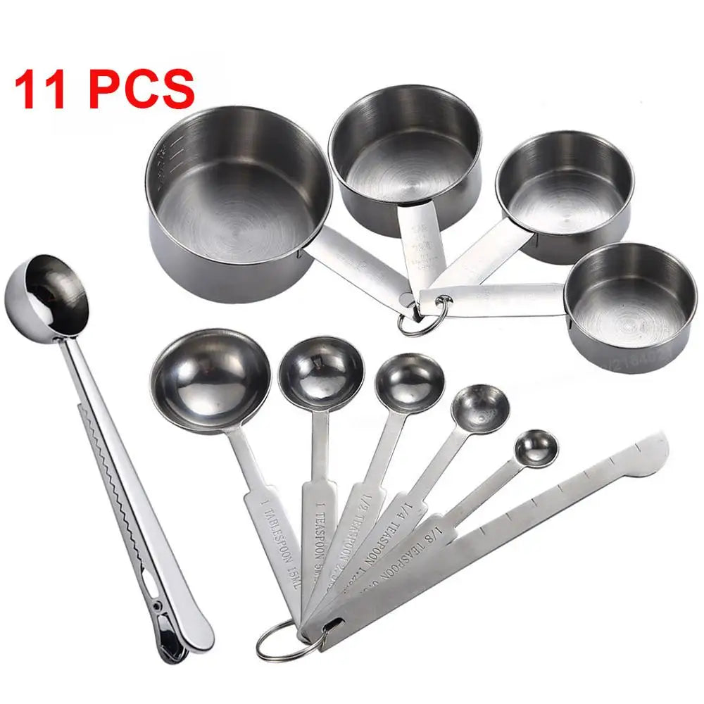 Upors Stainless Steel Measuring Cups And Spoons Stackable Set