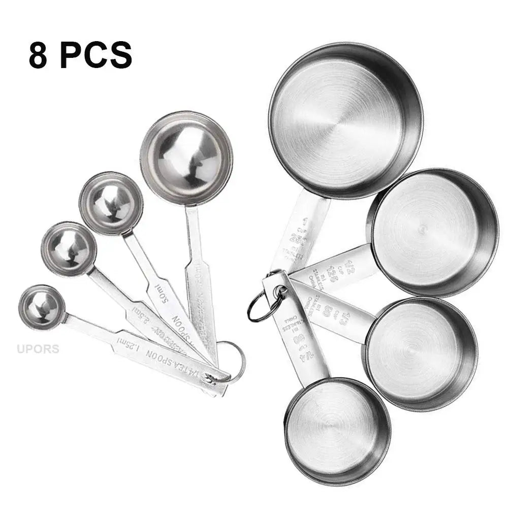 Upors Stainless Steel Measuring Cups And Spoons Stackable Set
