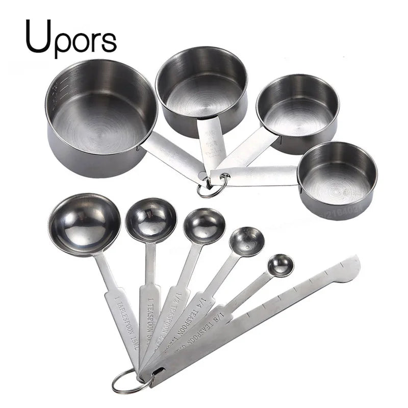 Upors Stainless Steel Measuring Cups And Spoons Stackable Set
