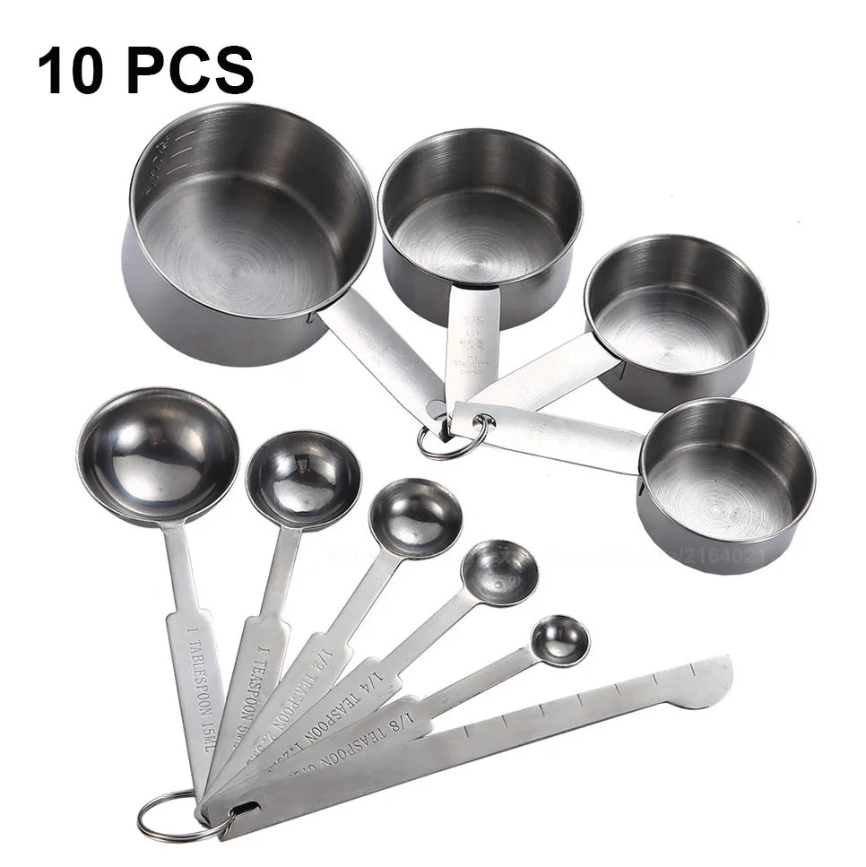 Upors Stainless Steel Measuring Cups And Spoons Stackable Set