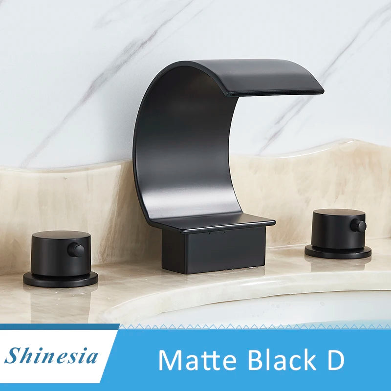 Shinesia Luxury Golden Vessel Sink Faucet With Dual Cristal Handles