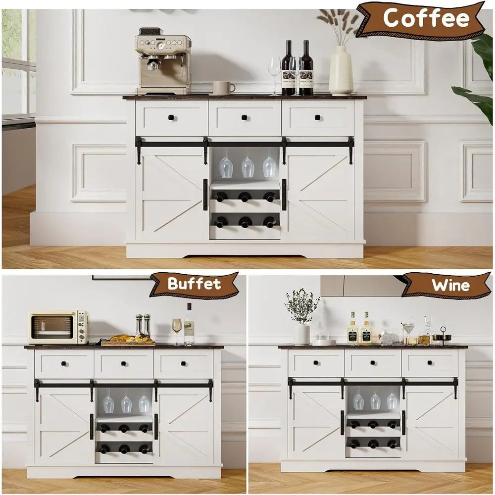 Wine Bar Cabinet With Sliding Doors And Glass Rack