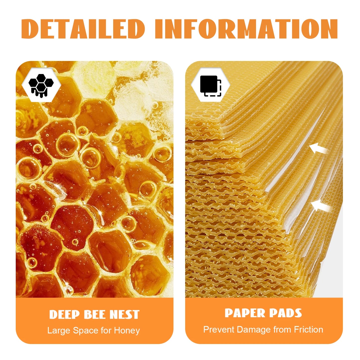 Pure Beeswax Hive Frames Pre-Waxed Deep Brood for Beekeeping