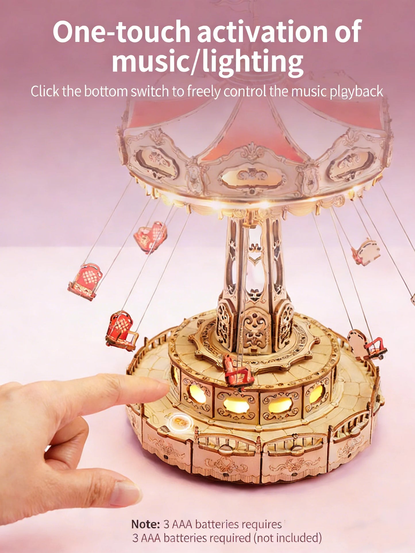 DIY Rotating Swing Ride Music Box With LED Lights Puzzle