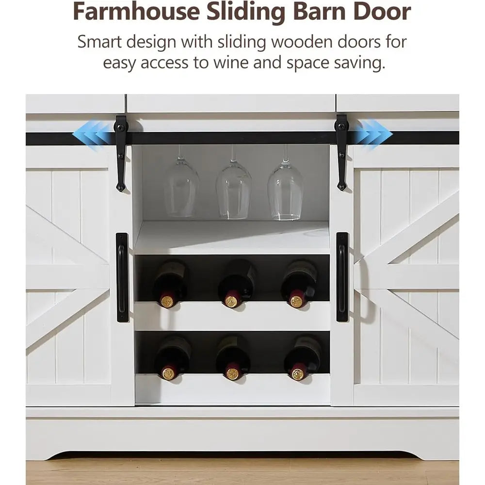Wine Bar Cabinet With Sliding Doors And Glass Rack