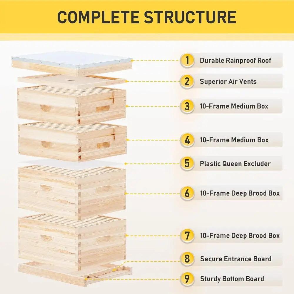 Langstroth Beehive Starter Kit With Frames And Foundation