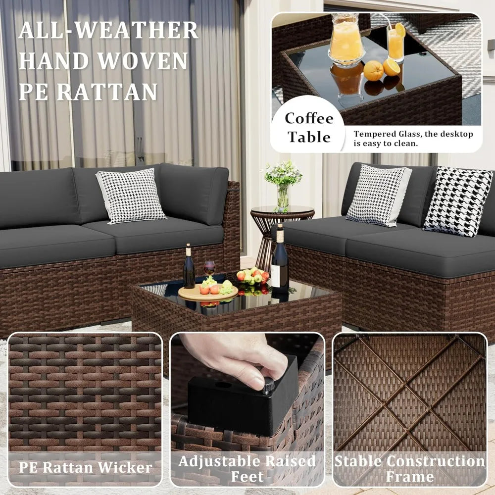 Outdoor Patio Furniture Set With Gas Fire Pit Rattan Sectionals