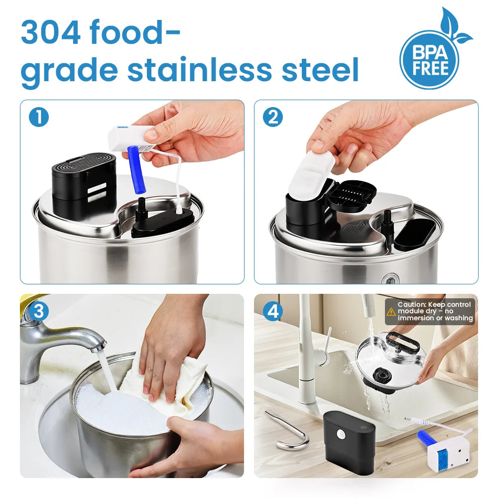Cityflee Stainless Steel Cat Water Fountain With Smart Dispenser