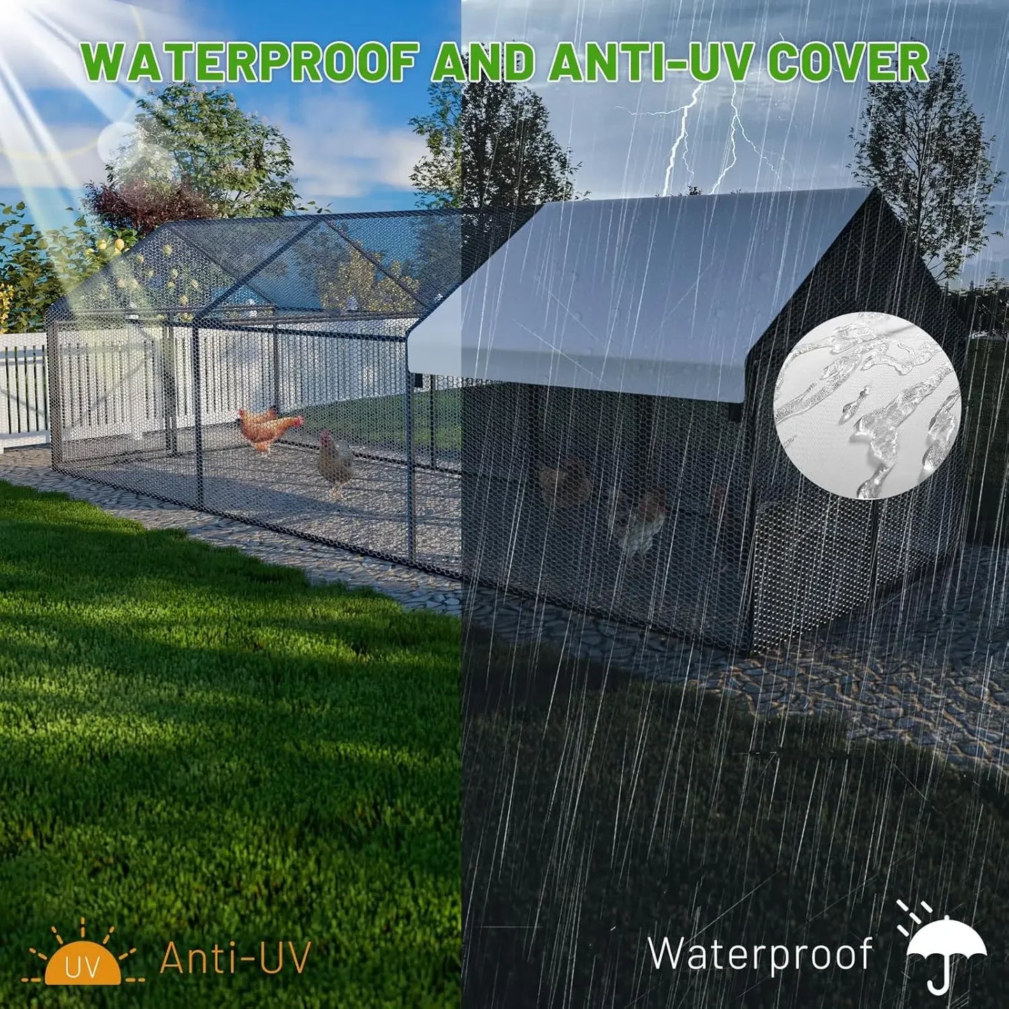 XMSJ Metal Chicken Coop Walk-In Hen House