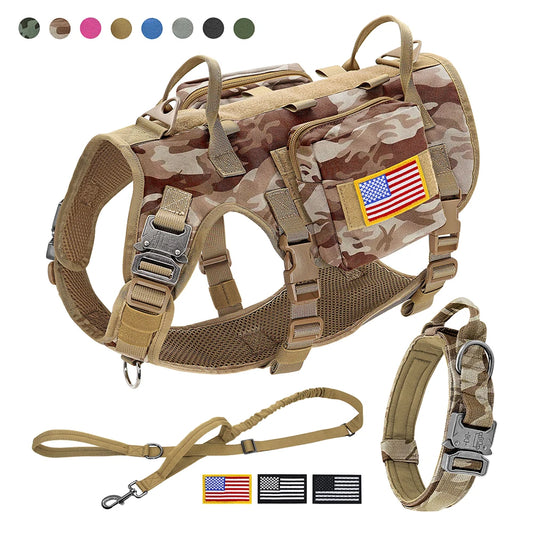 PET ARTIST Military Tactical Dog Harness And Leash Set