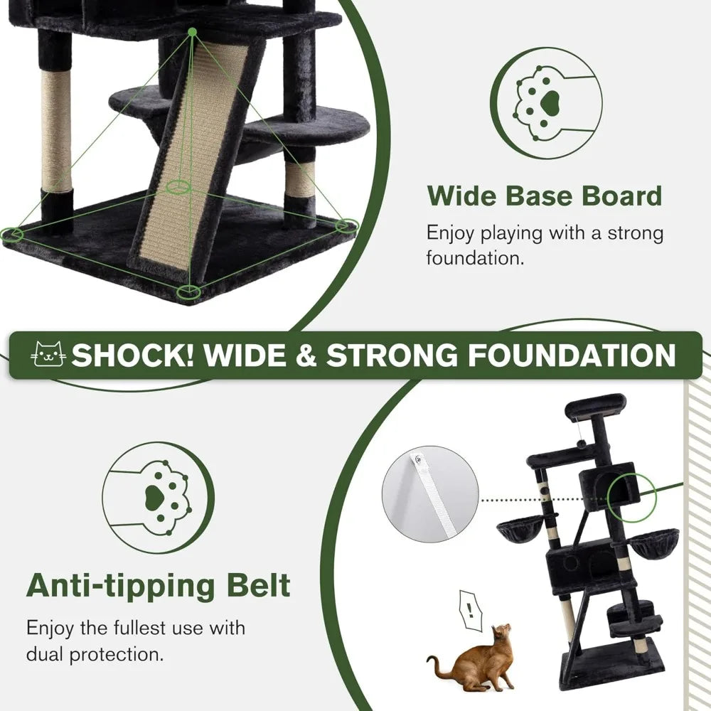 DAFIFY Cat Tree Tower With Sisal Posts And Hammock