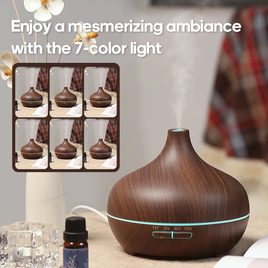 Kinscoter Wood Grain Aromatherapy Diffuser Ultrasonic Humidifier