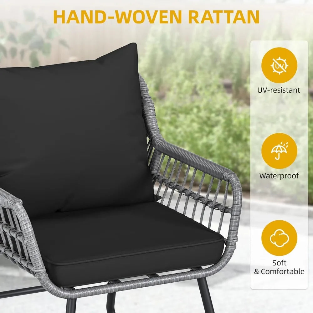 All Weather Outdoor 4 Piece Wicker Rattan Patio Set
