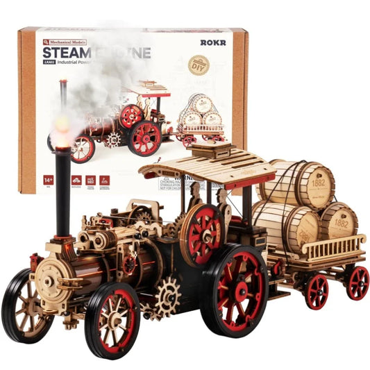 Robotime Rokr 1 28 Scale Wooden Steam Locomotive Car Model Kit Puzzle