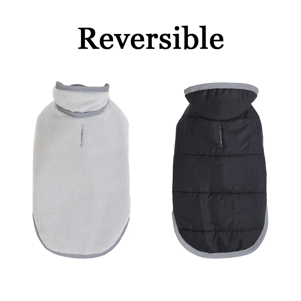 Holapet Reflective Reversible Fleece Pet Coat Waterproof
