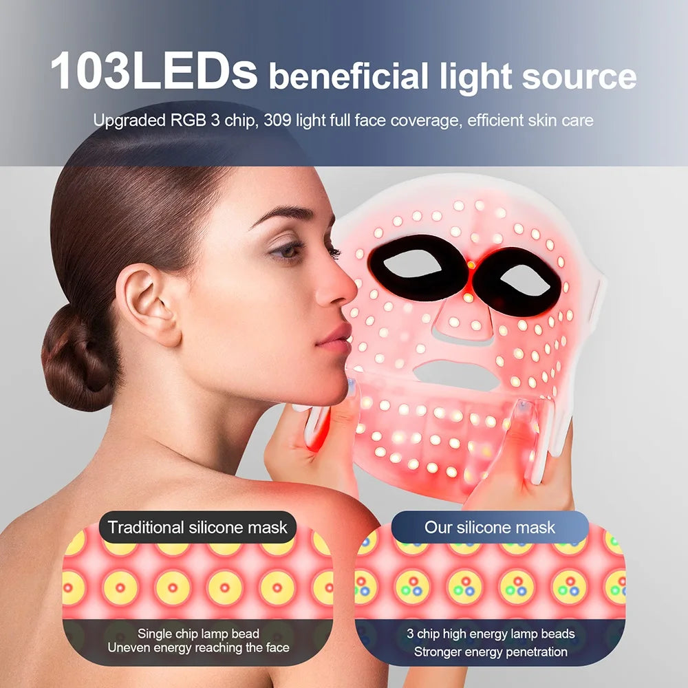 Foreverlily Silicone LED Mask With Neck Photon Therapy Light